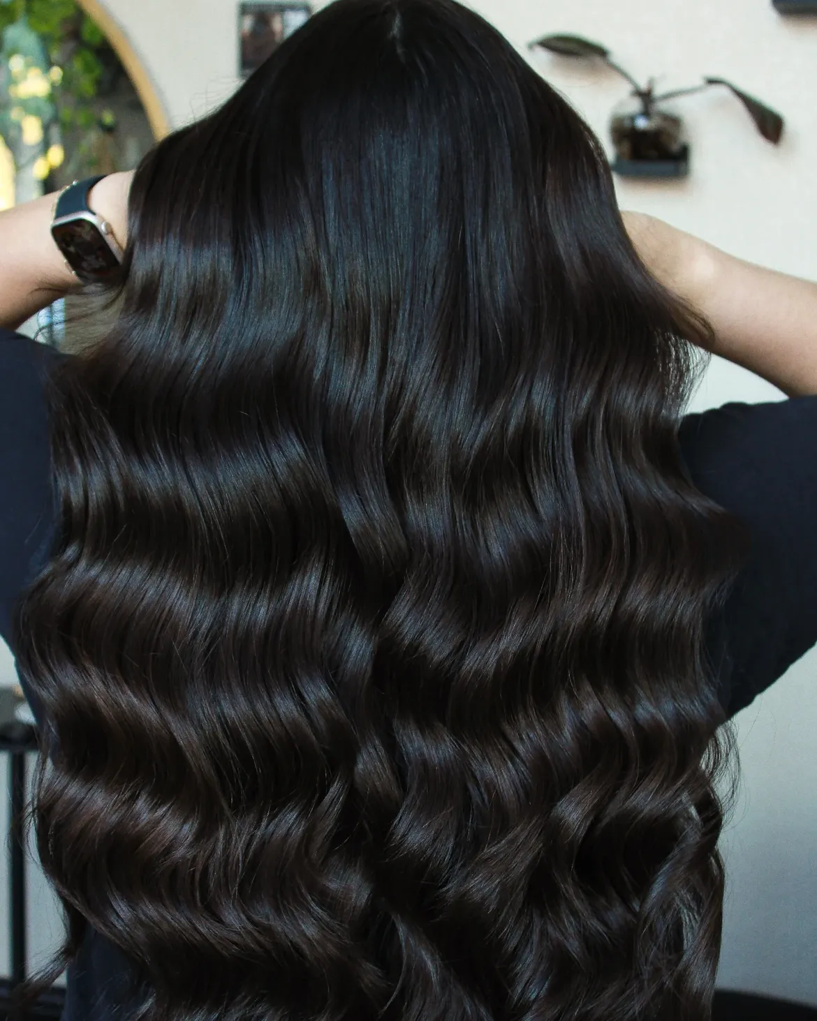 Glossy Espresso Waves With Subtle Dimension