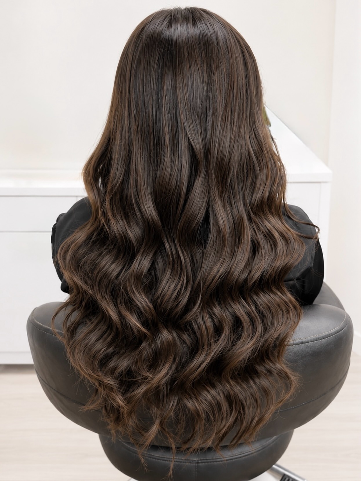 Glossy Long Wavy Espresso Hair With Subtle Layers