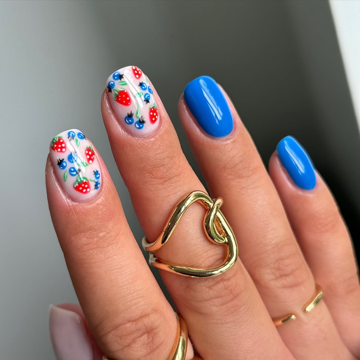 Glossy Mixed Fruit Art With Blue Accents