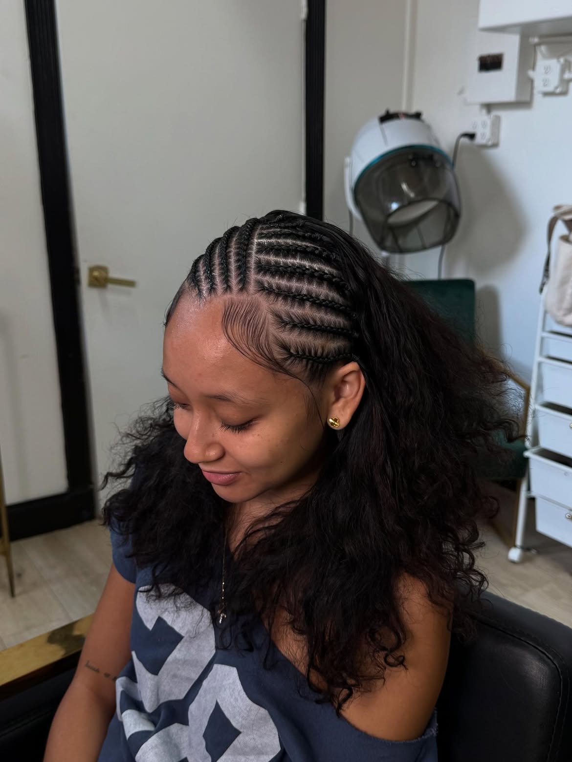 Half Up Cornrow Braids With Curly Flow
