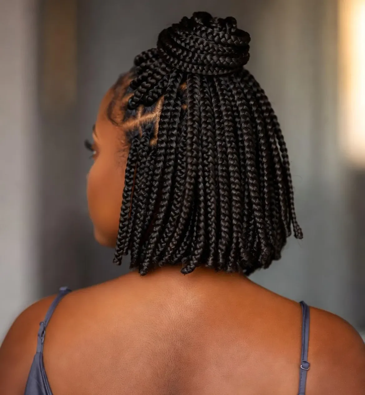 Half Up Top Knot Bob Box Braids