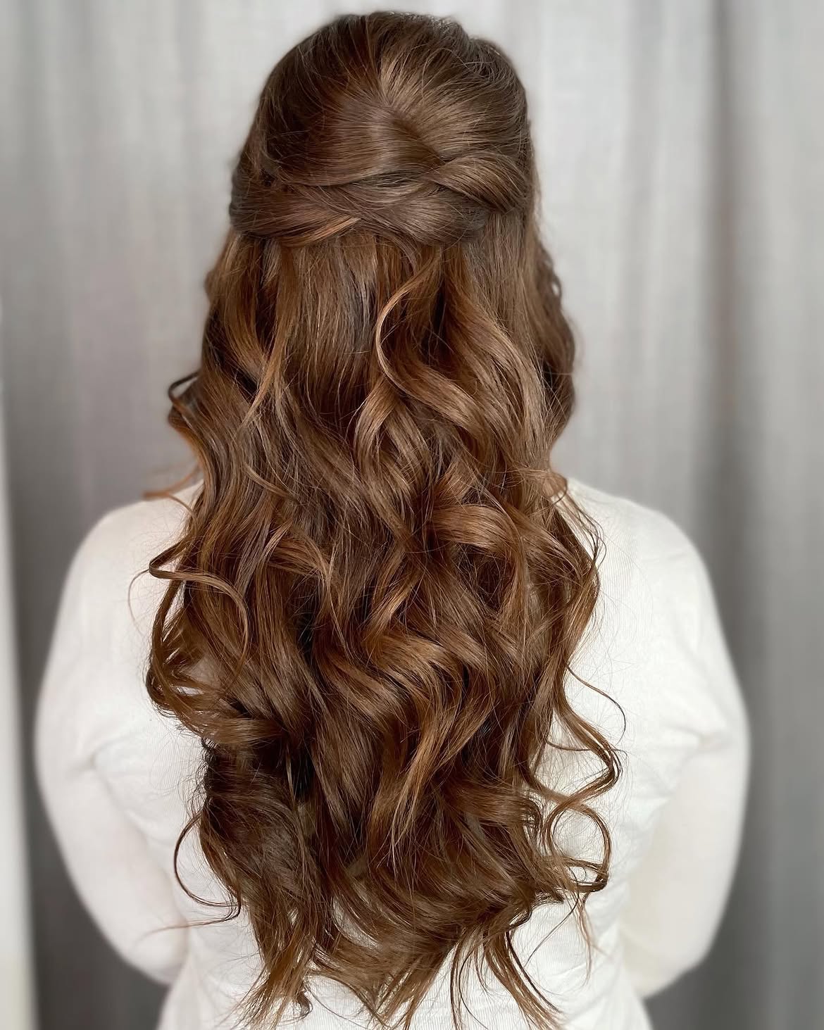 Half Up Twisted Style On Long Wavy Hair