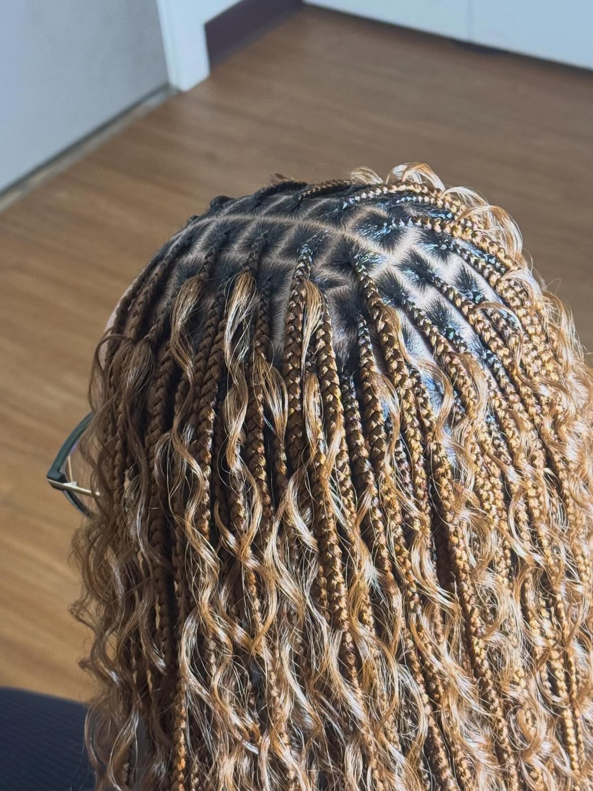 Honey Blonde Braids With Curly Ends