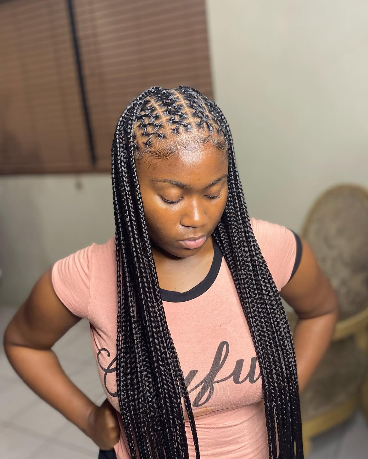 Intricate Crisscross Knotless Braids With Sleek Edges