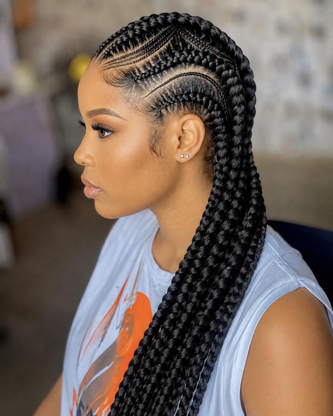 Intricate Feed In Cornrow Braids With Sleek Edges