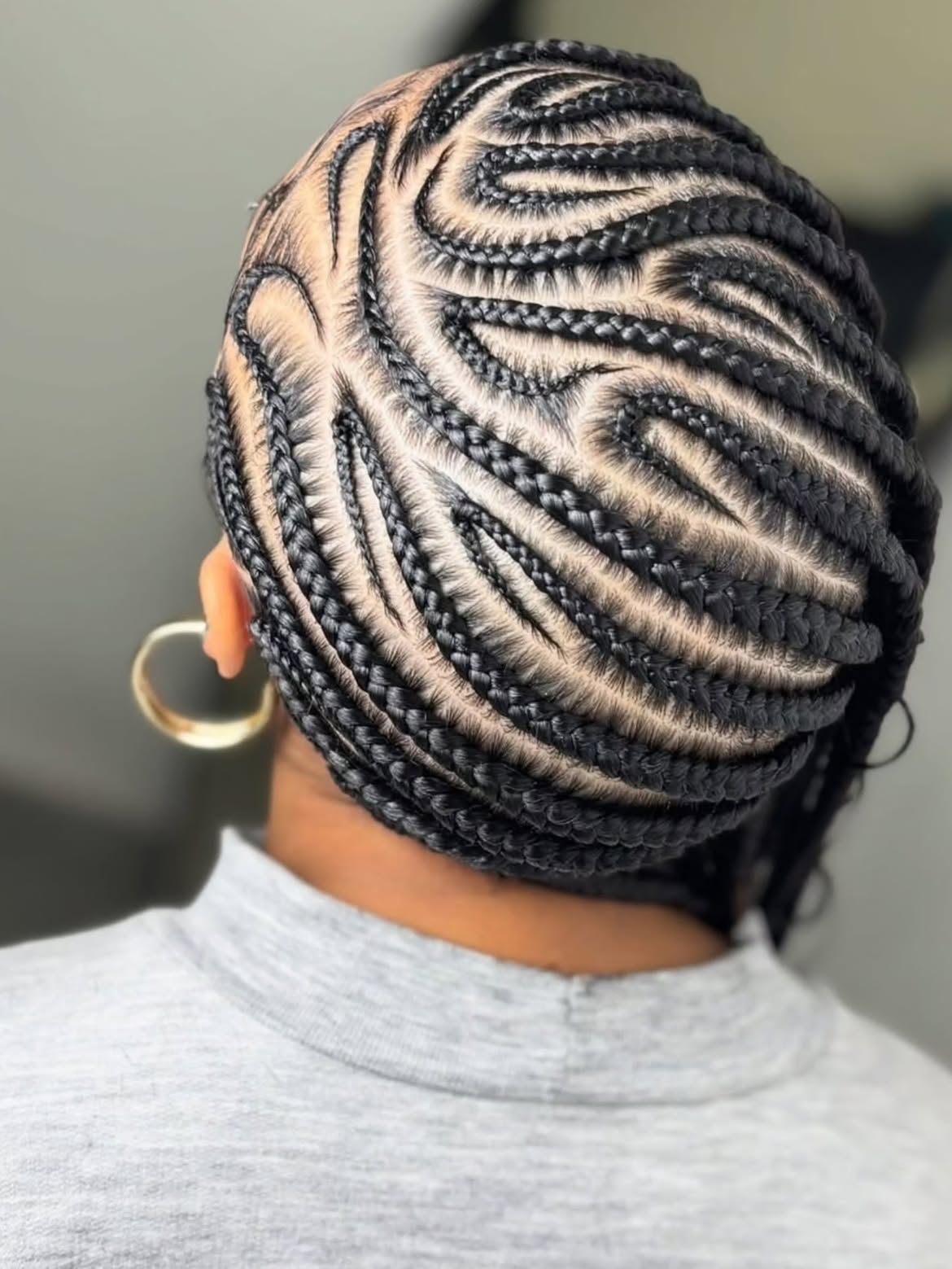 Intricate Geometric Cornrow Braids In Jet Black