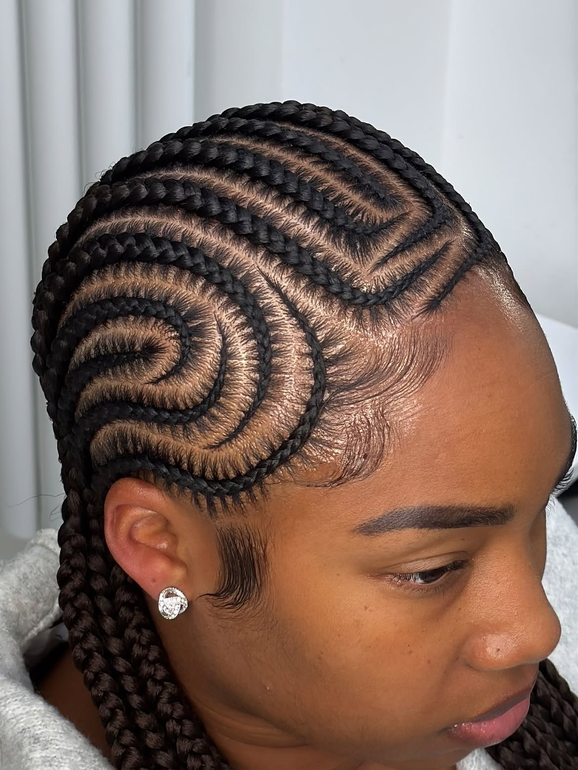 Intricate Swirl Pattern Feed In Braids