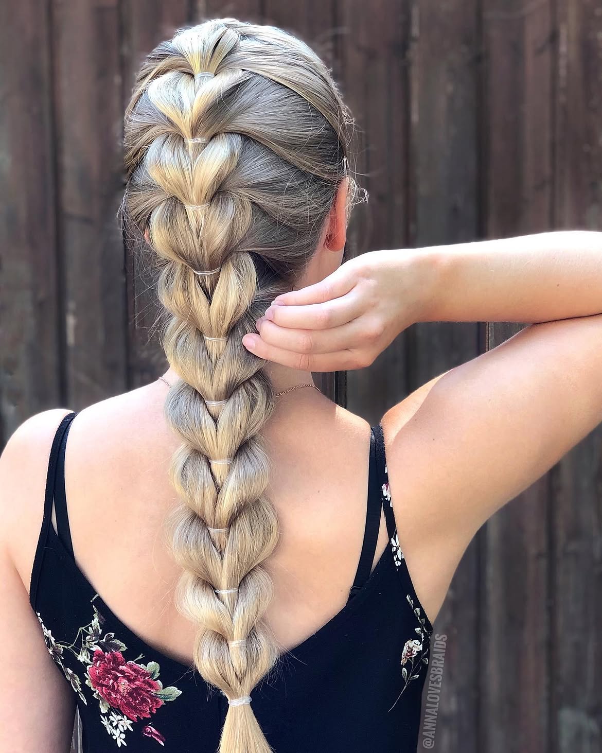 Lace-Inspired Bubble Braid With Textured Blonde Strands