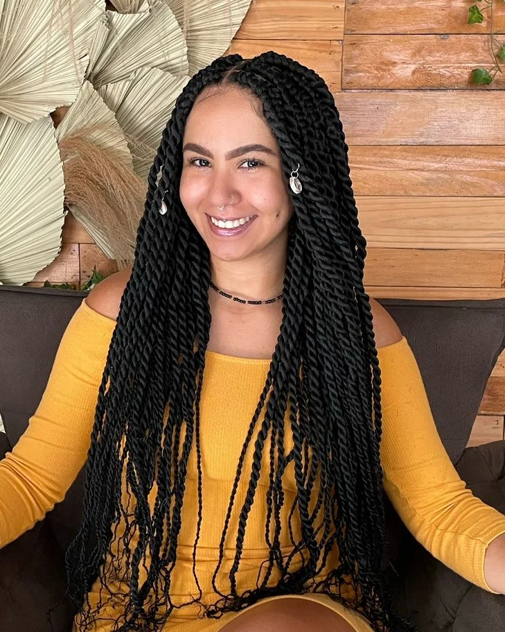 Long Black Rope Twists With Metallic Charms