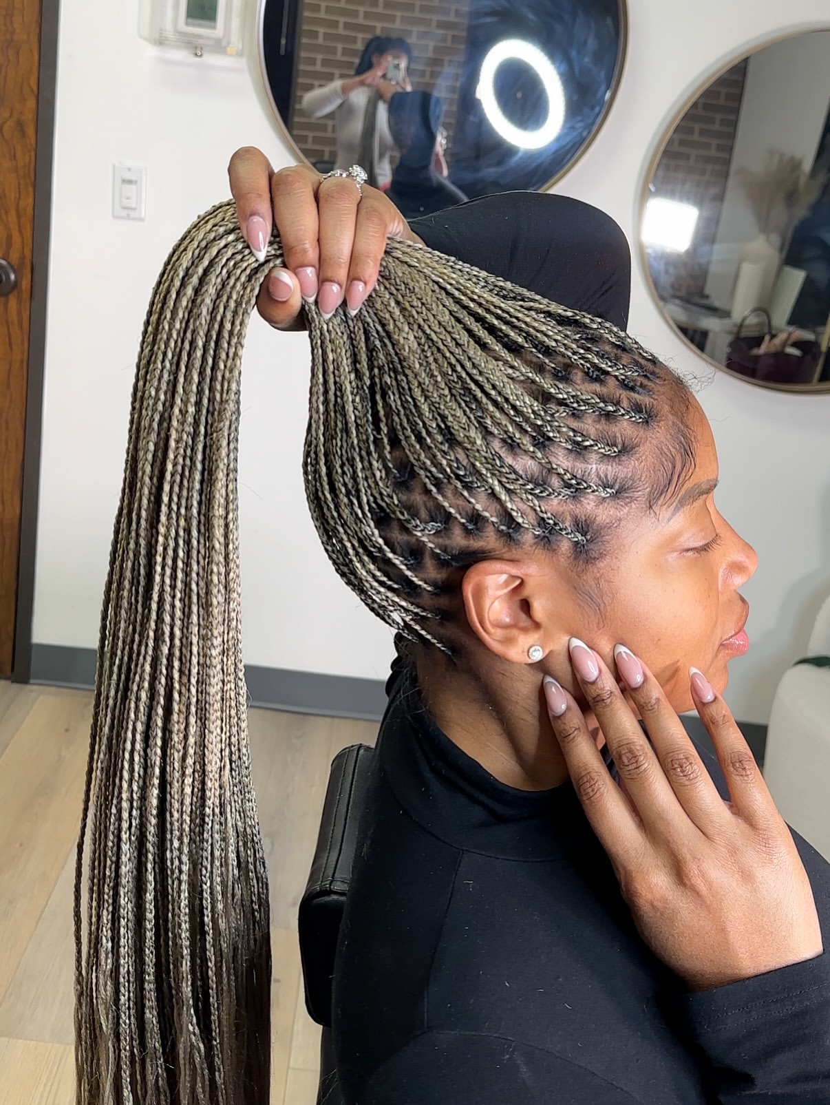 Long Blonde Ombre Micro Braids Ponytail