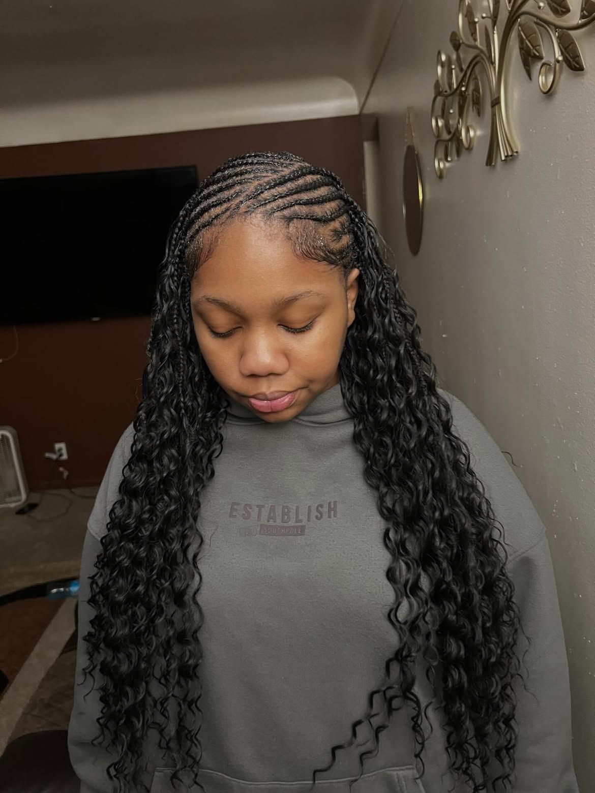 Long Bohemian Knotless Braids With Curly Ends
