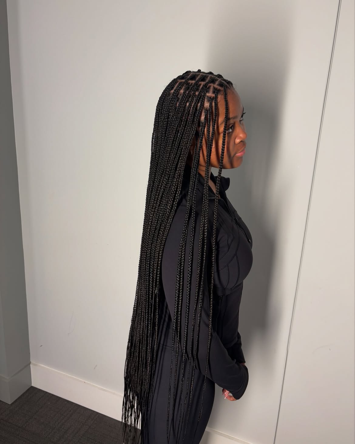 Long Box Braids With Middle Part