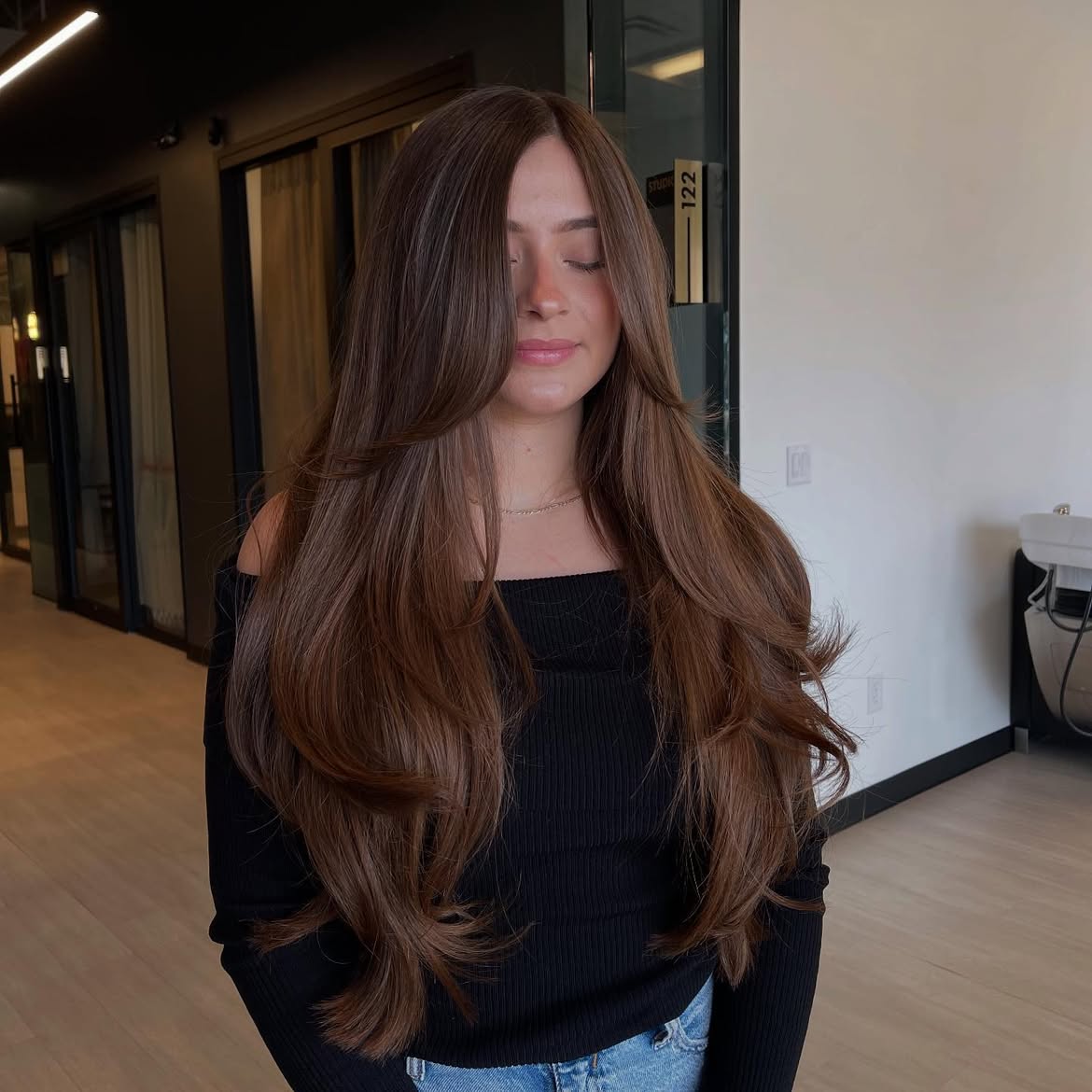 Long Brunette Layers With Soft Face Framing