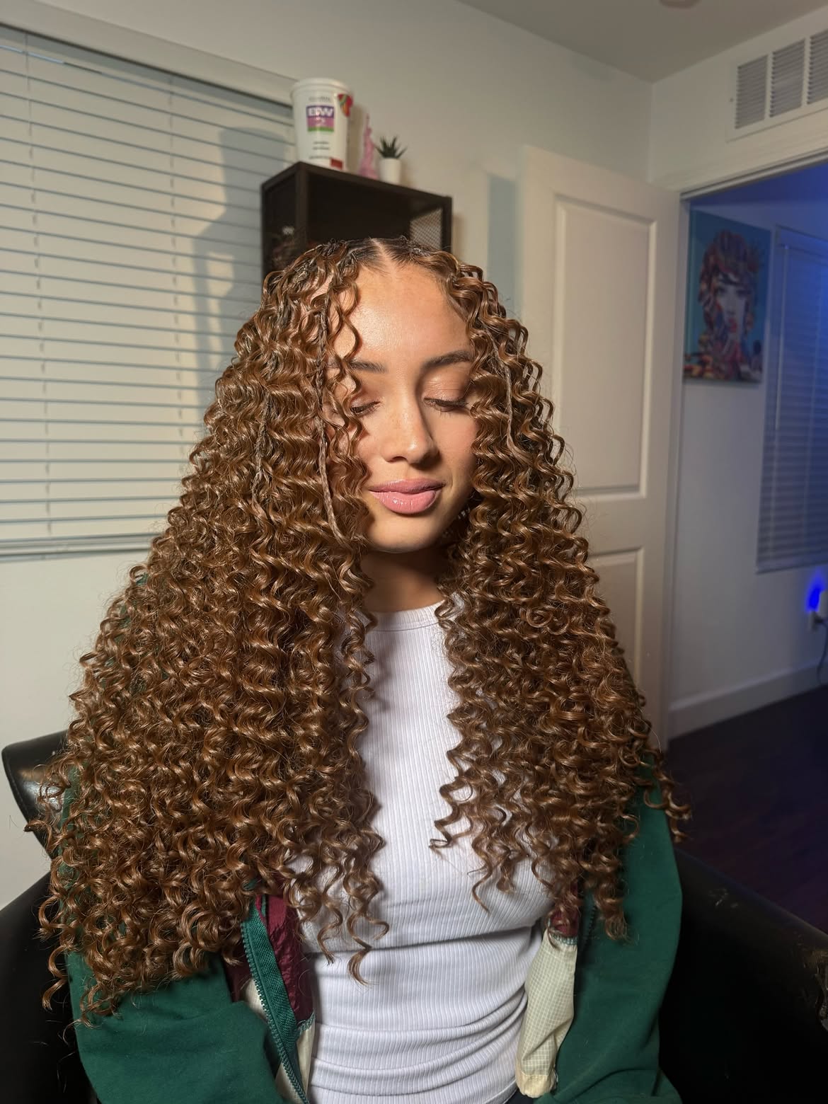 Long Curly Hair With Miracle Knot Braids