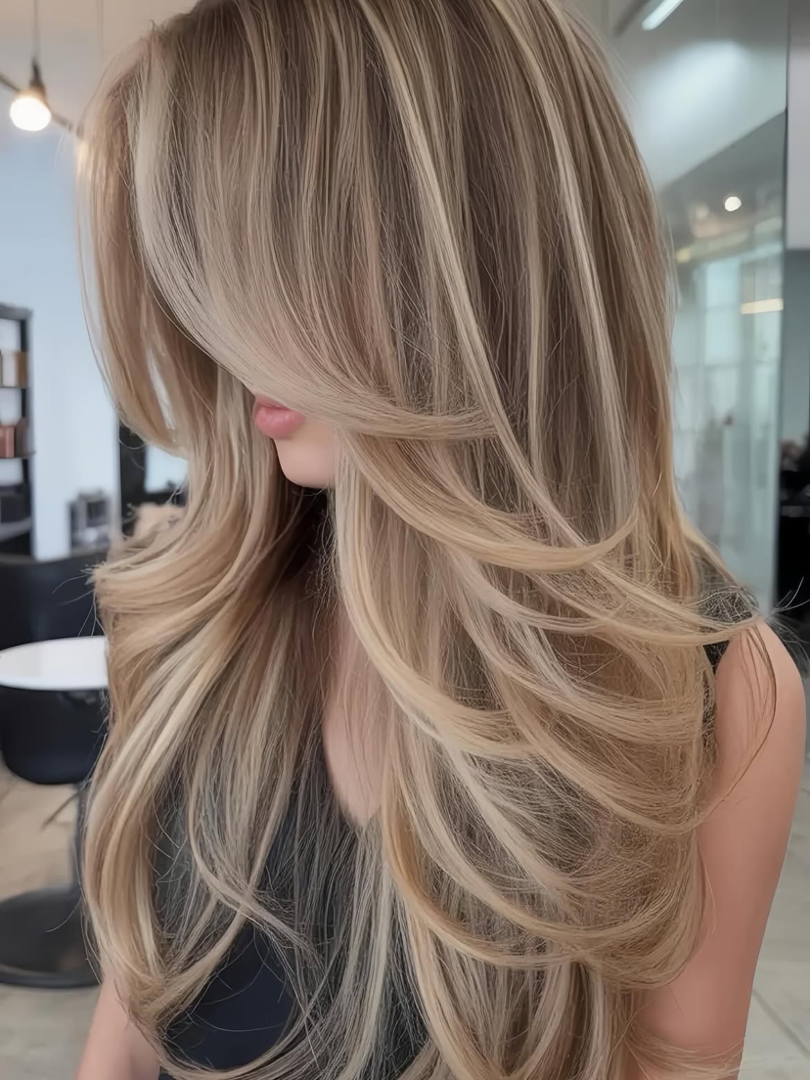 Long Dimensional Layers With Face Framing Blonde