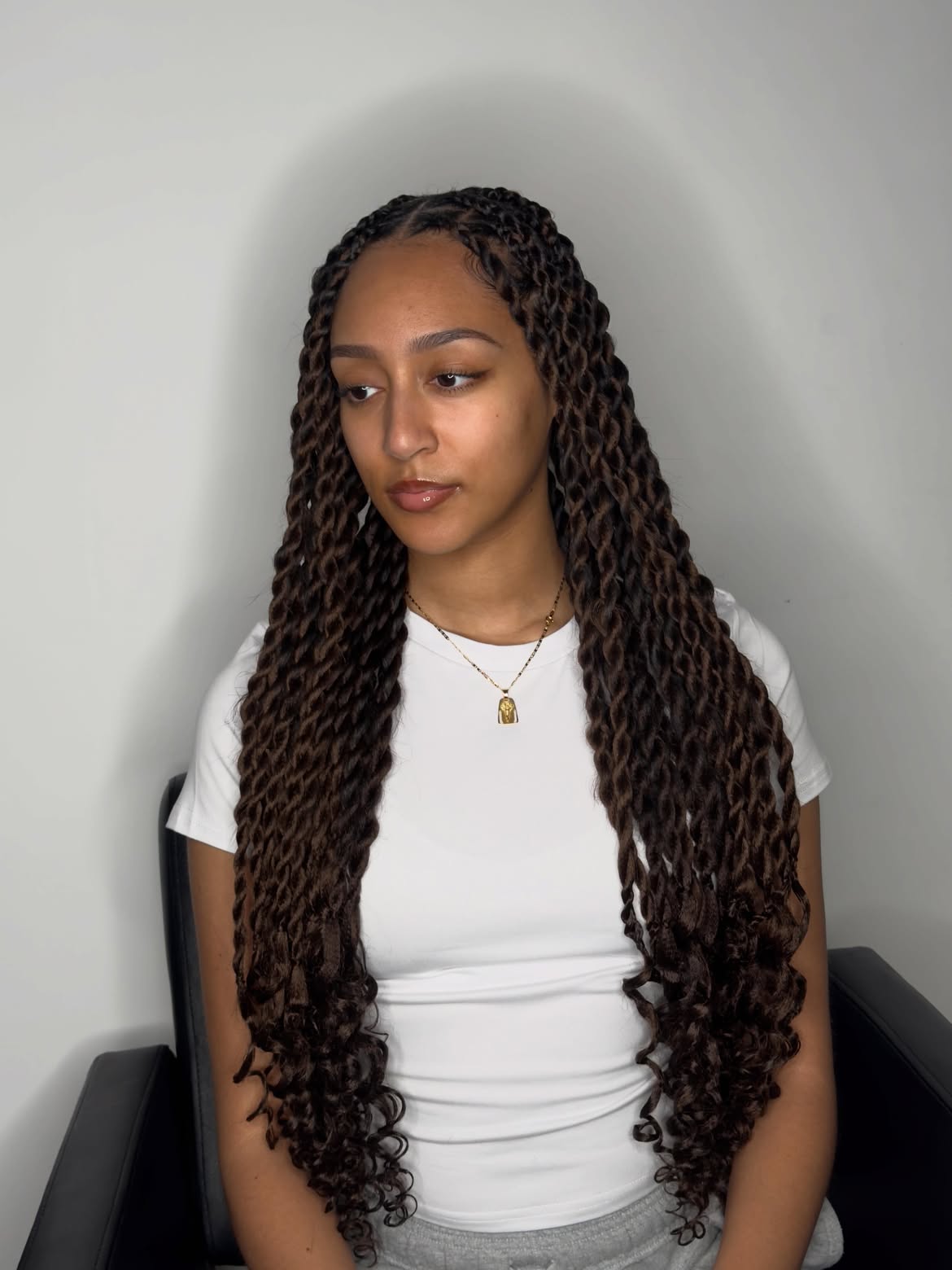 Long Goddess Braids With Curly Ends