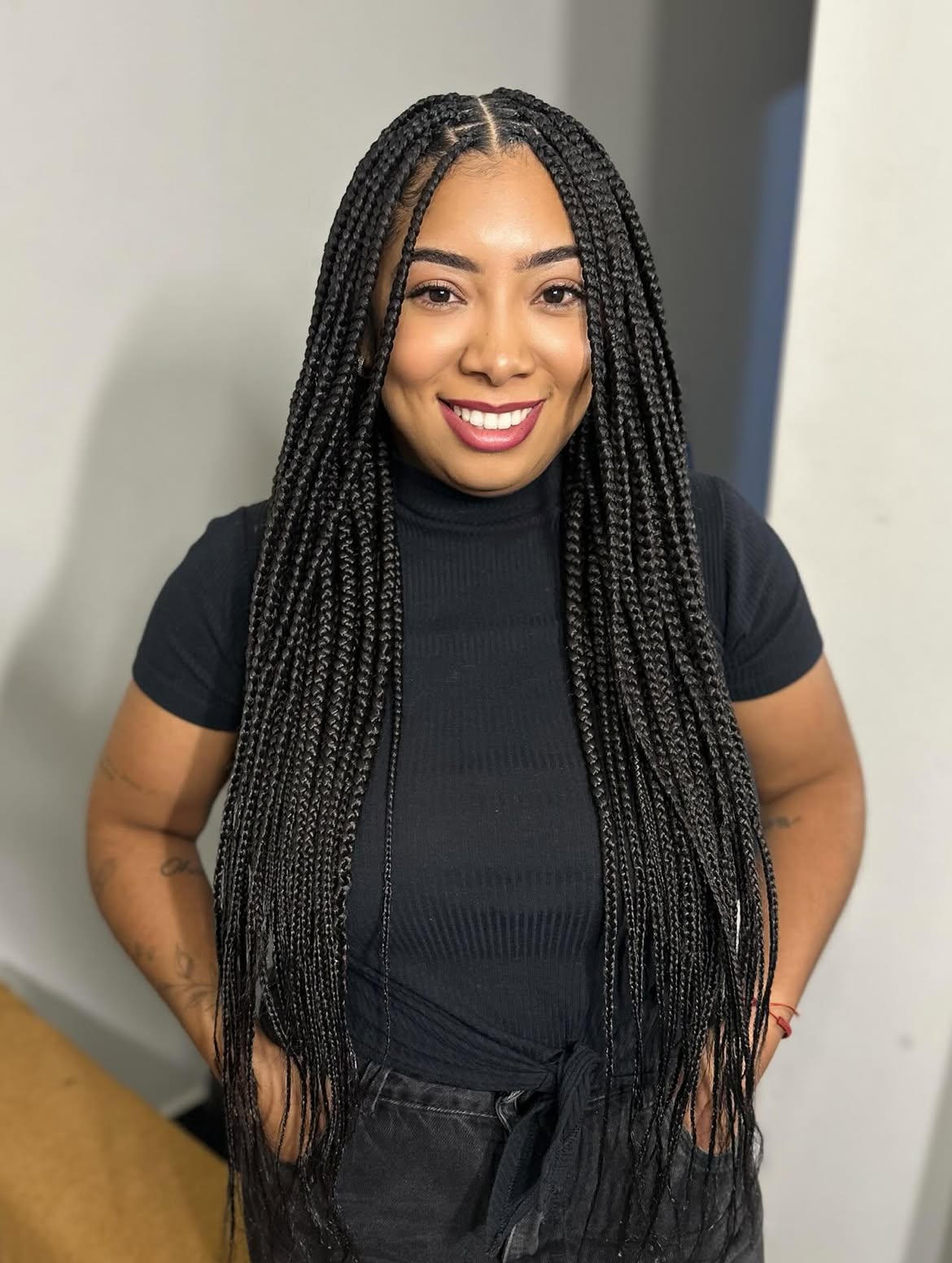 Long Knotless Braids With a Middle Part