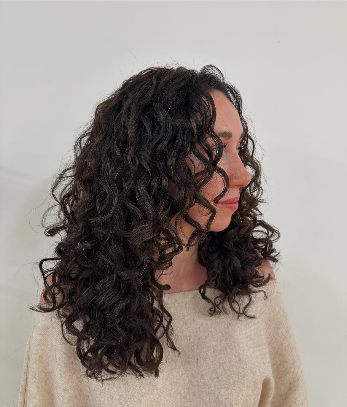 Long Layered Espresso Brown Curly Hair