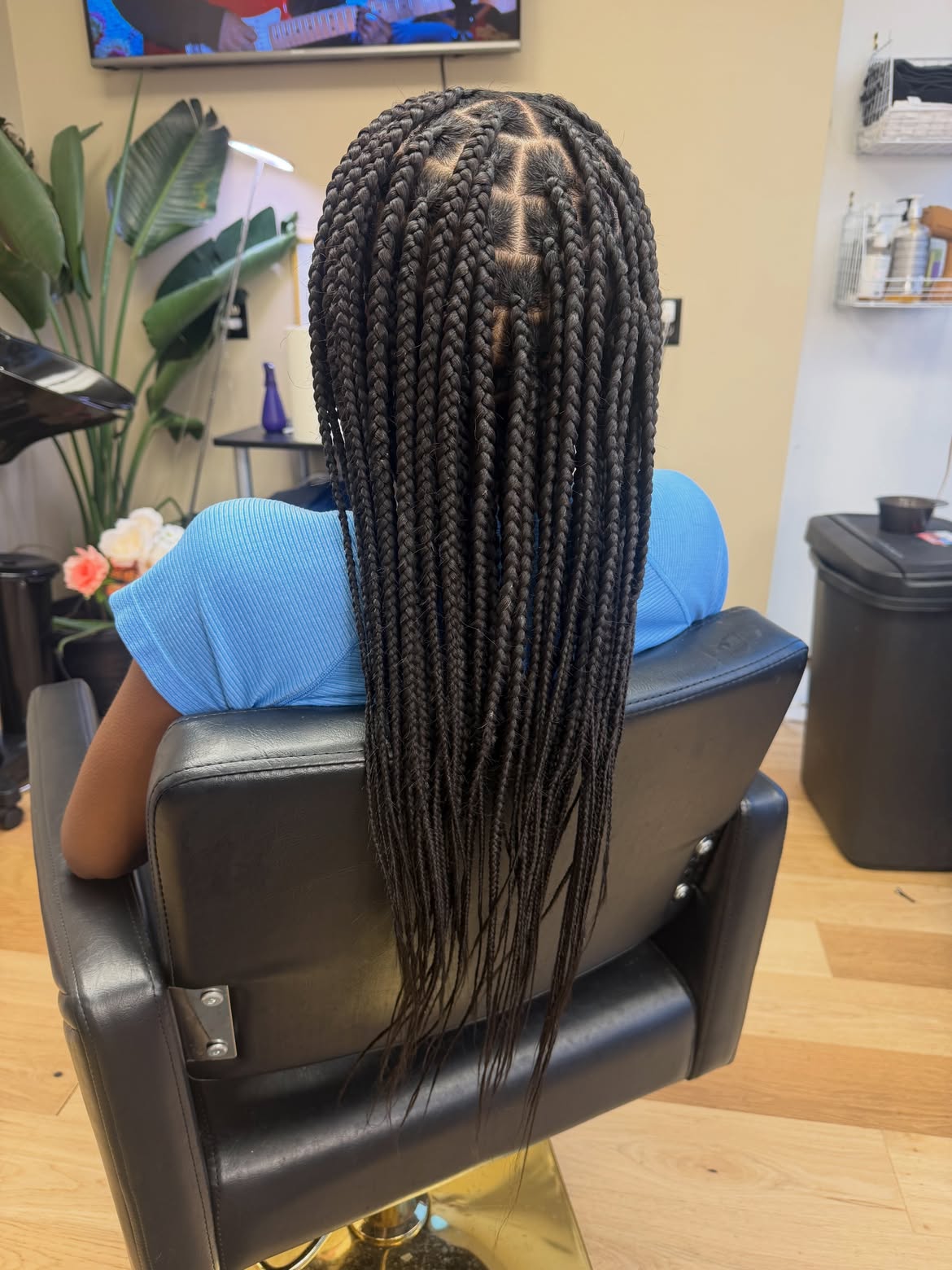 Long Medium Knotless Braids With Defined Partings