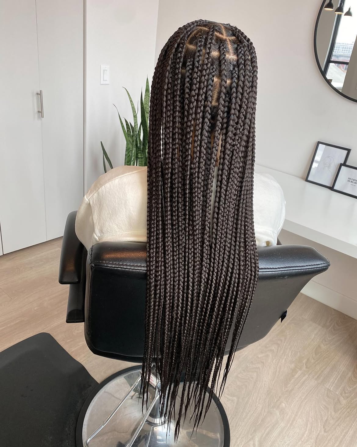 Long Medium Knotless Braids With Defined Parts