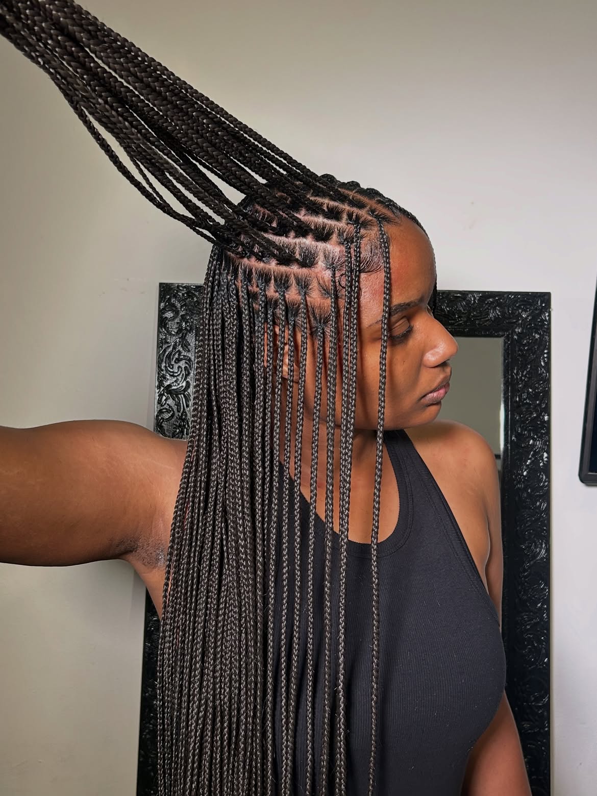 Long Micro Knotless Braids With Defined Parts