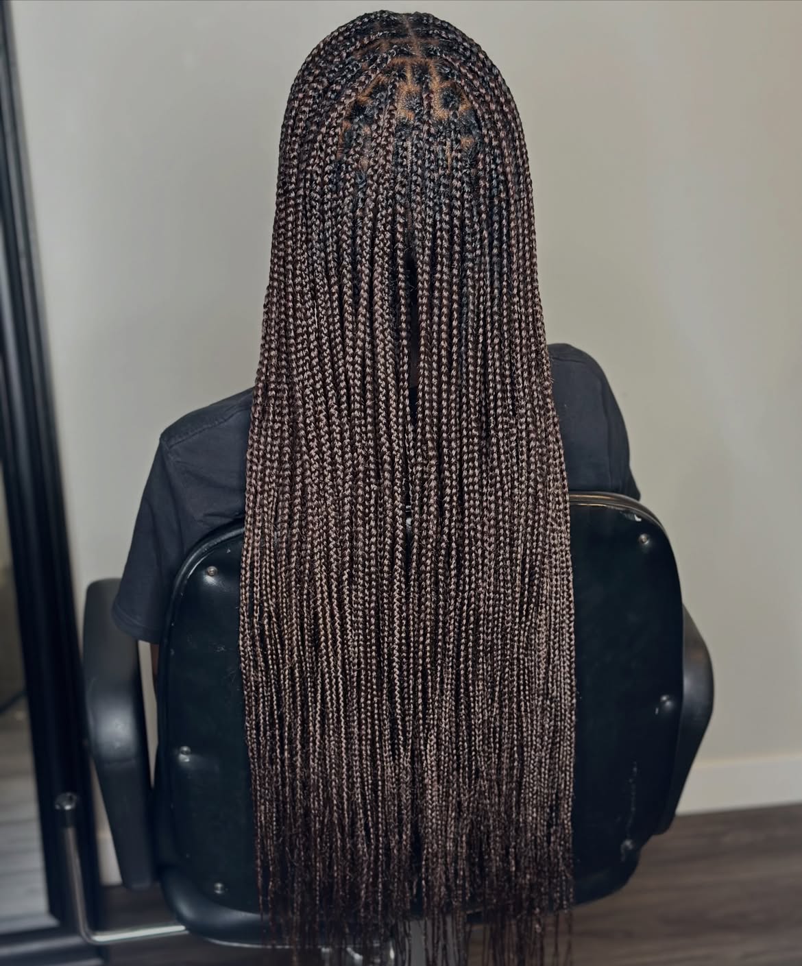 Long, Micro Knotless Braids With Subtle Brown Highlights