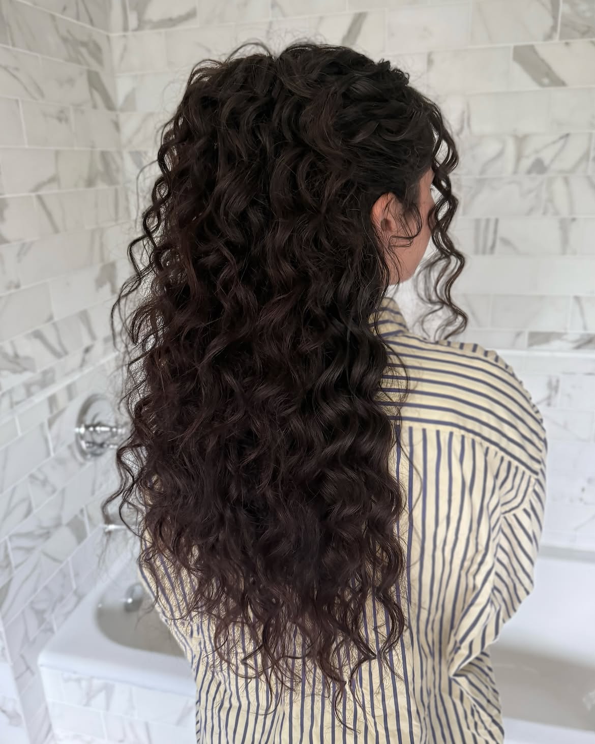 Long Voluminous Deep Espresso Natural Curls