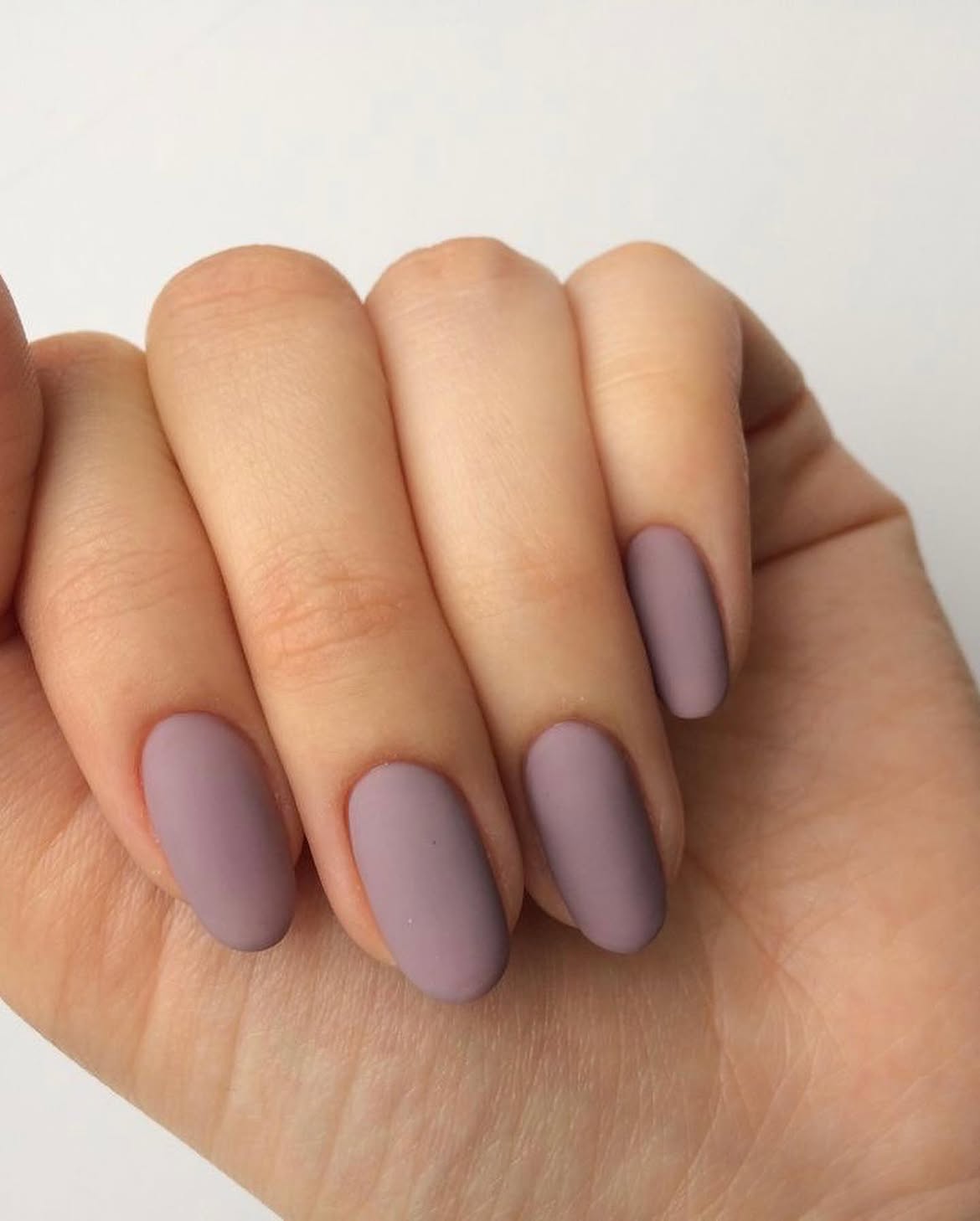 Matte Dusty Lavender Oval Nails