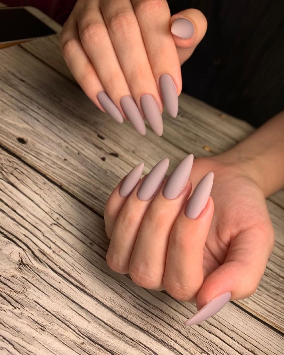 Matte Mauve Stiletto Nails