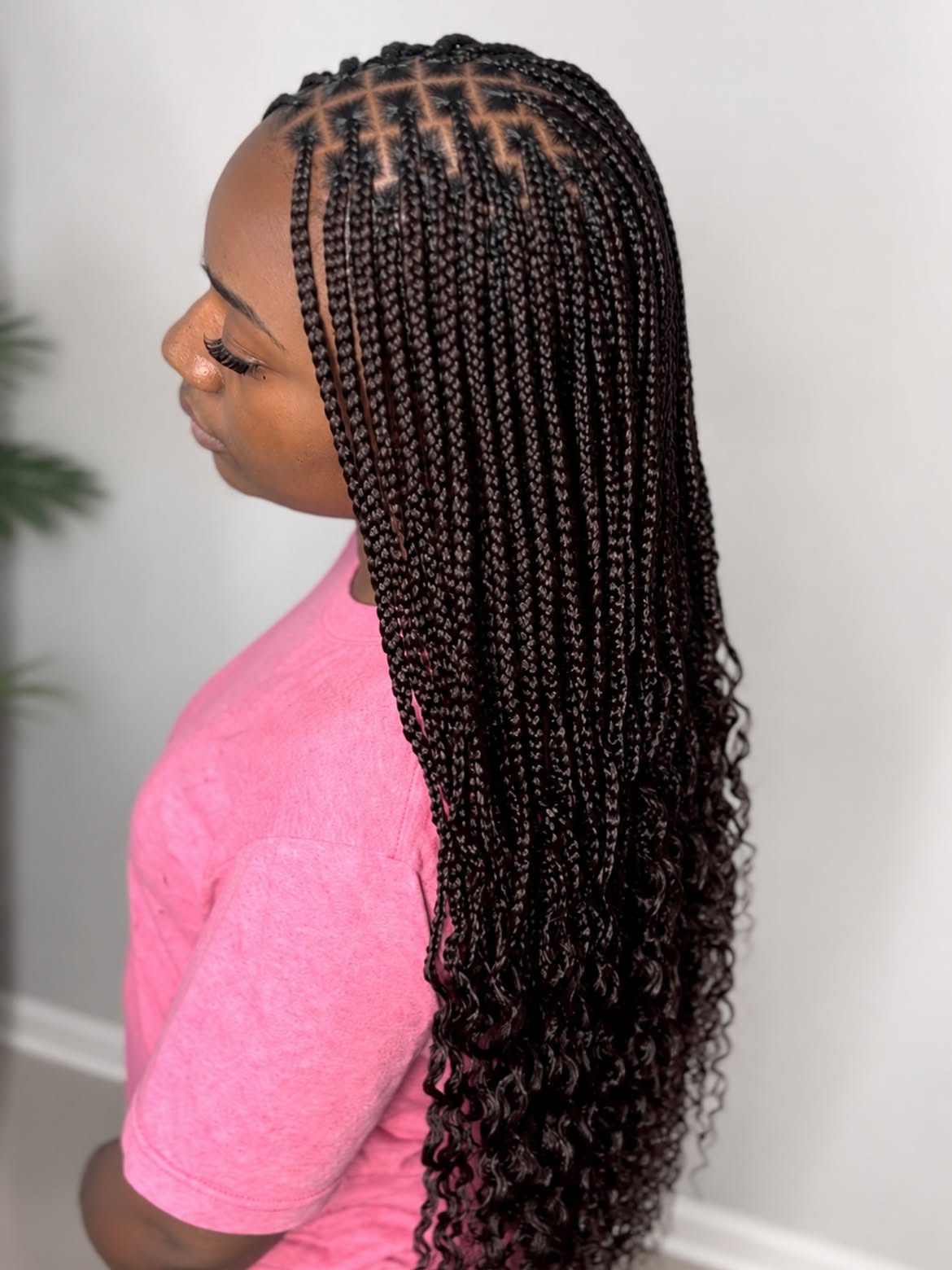 Medium Knotless Braids With Curly Ends