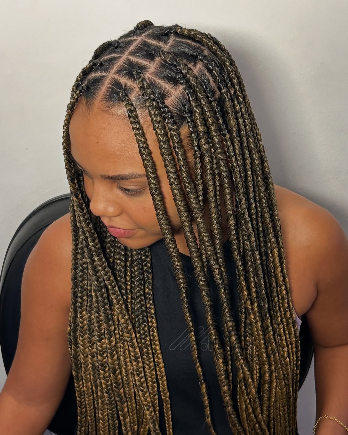 Medium Length Golden Brown Box Braids