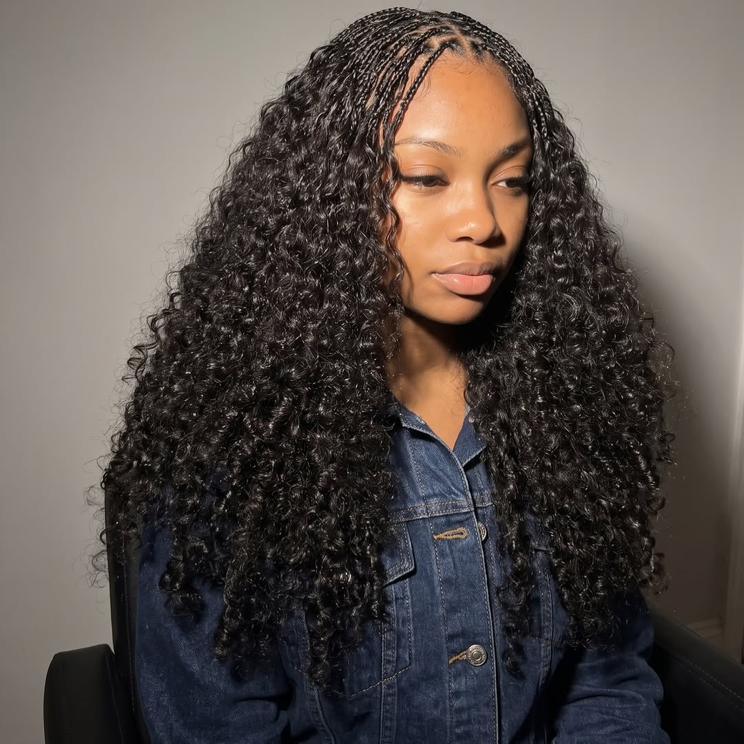 Micro Braids With Voluminous Curly Extensions