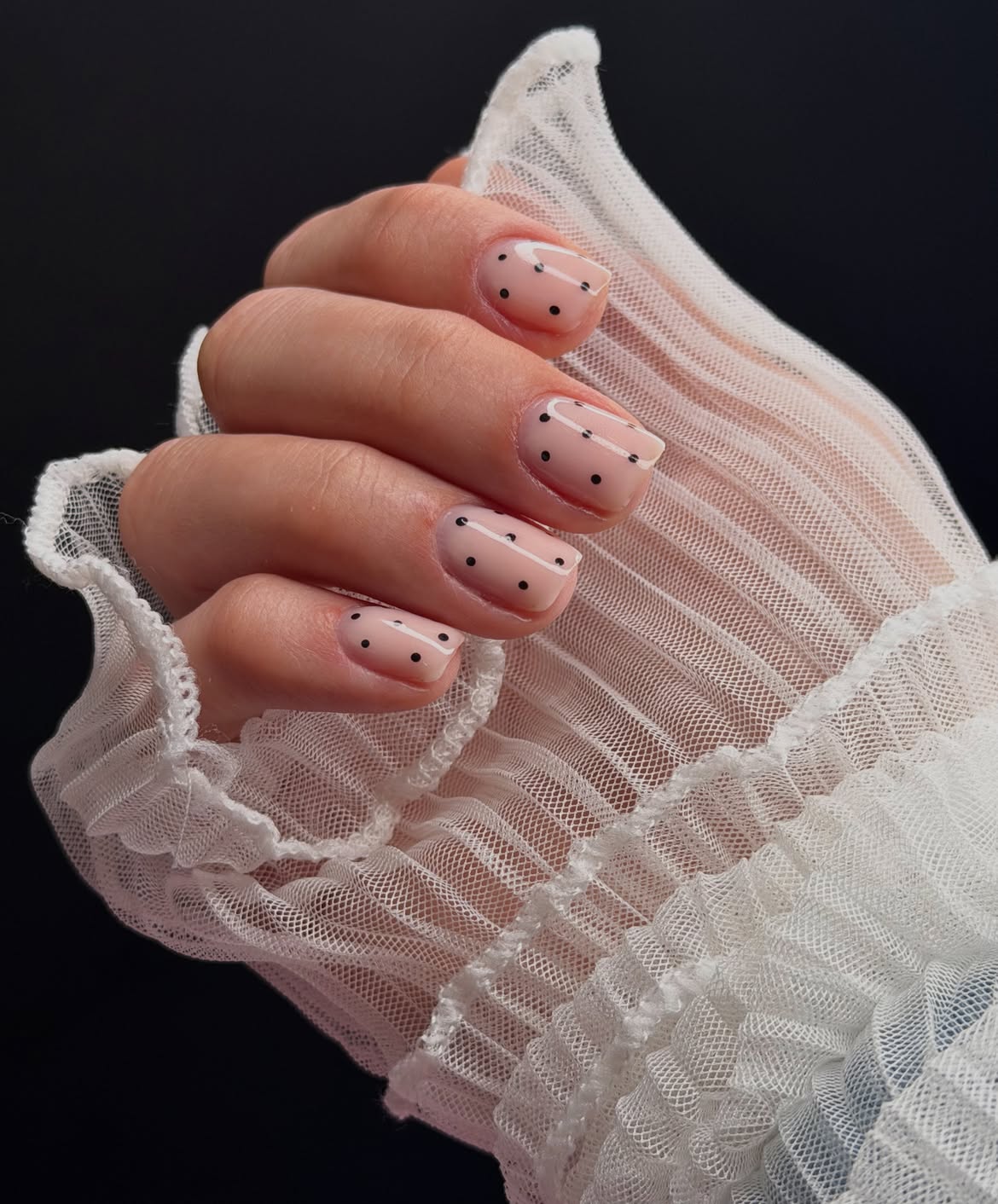 Milky Pink Polka Dot French Tips