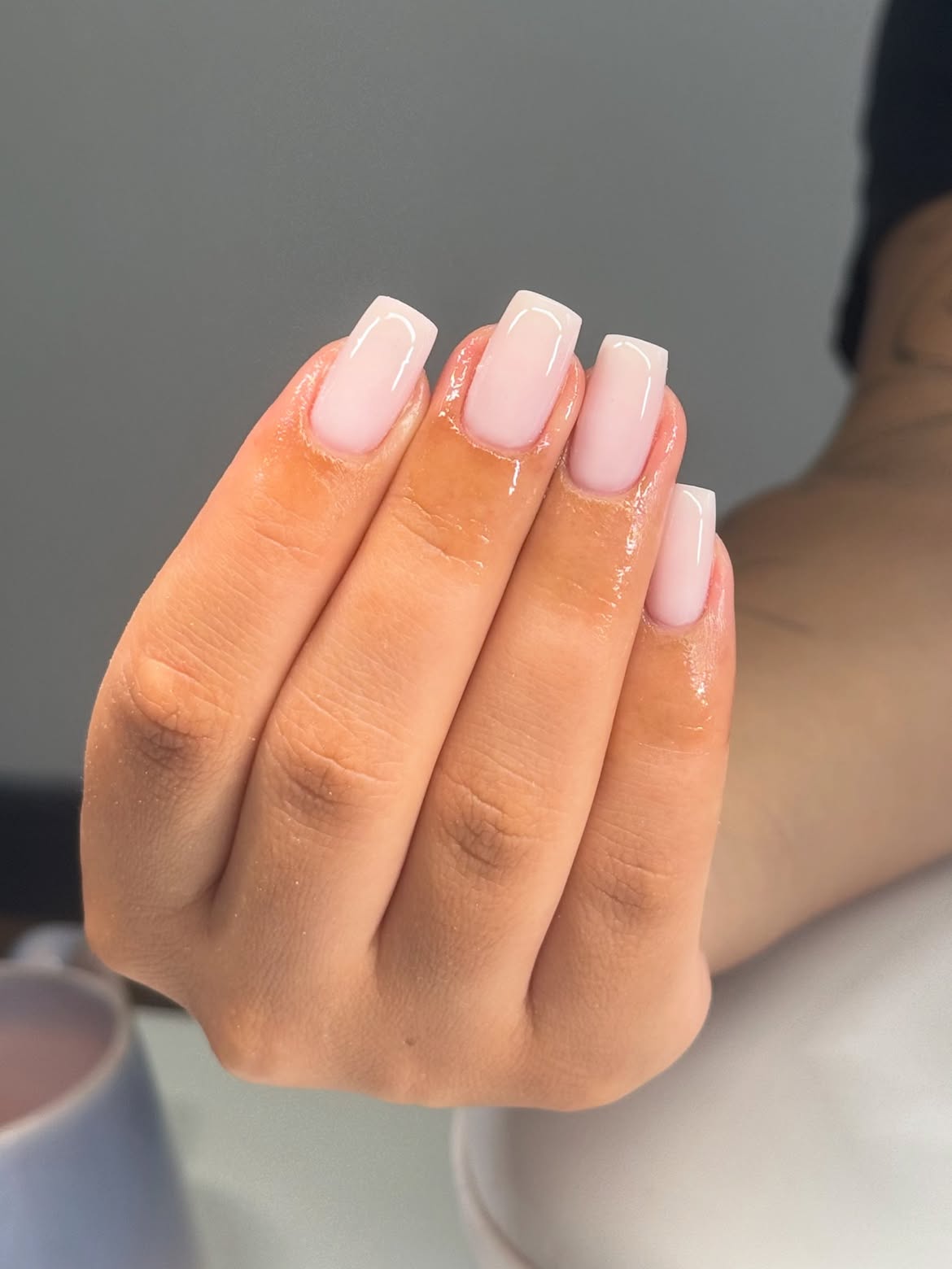 Milky Pink Soft Square Gel Nails