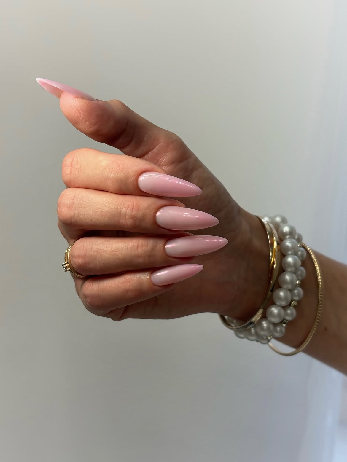 Milky Pink Stiletto Ombre Nails