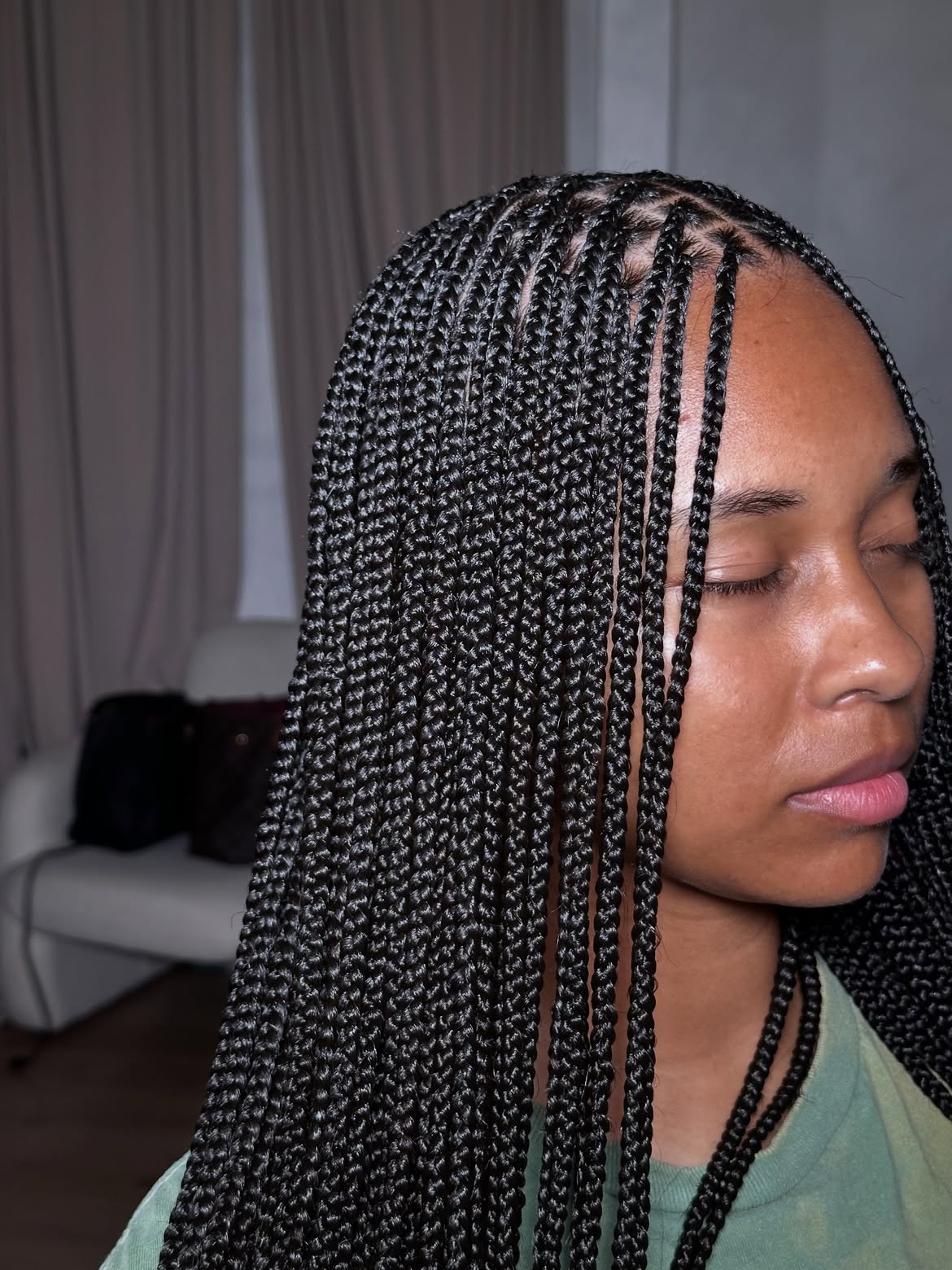 Neat Micro Braids With Natural Dark Hue