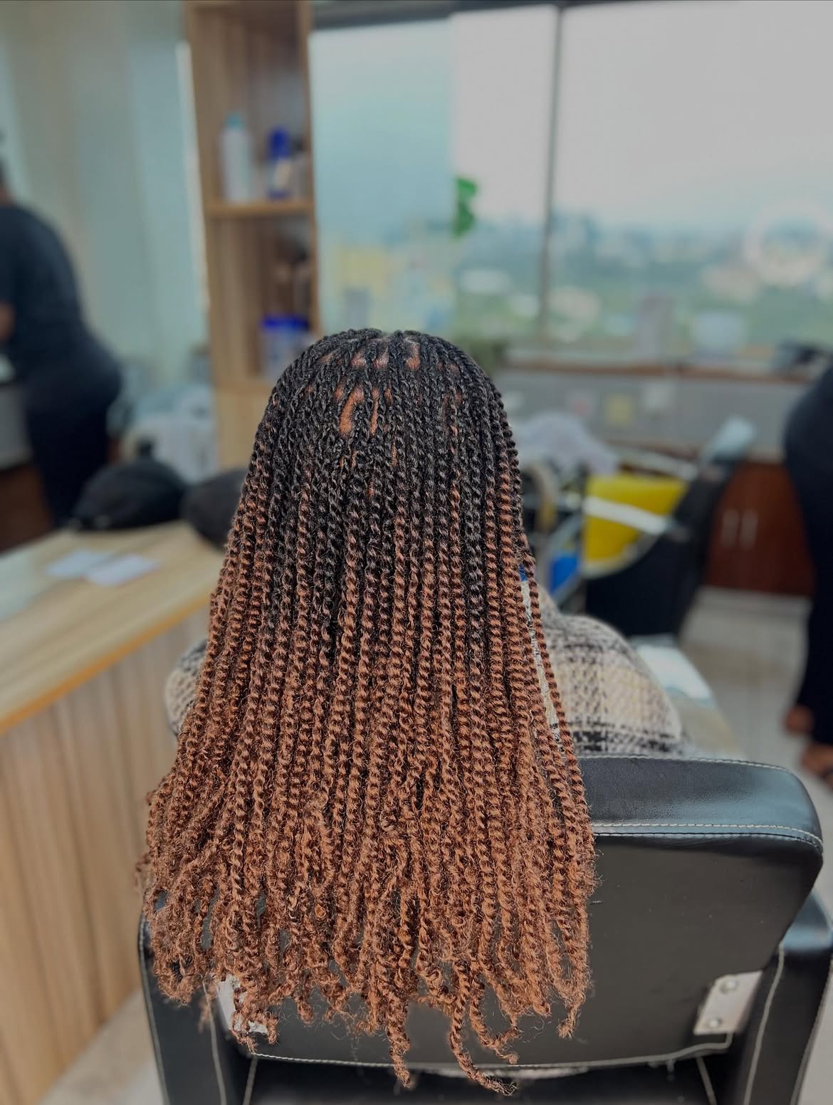 Ombre Brown Mini Twists On Natural Hair