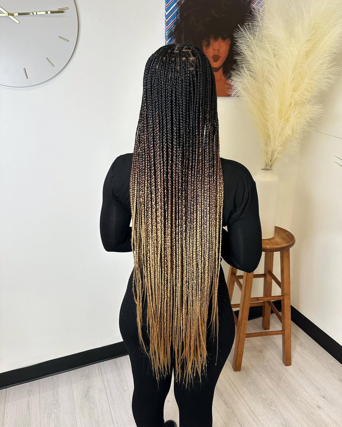 Ombre Micro Box Braids With Blonde Ends
