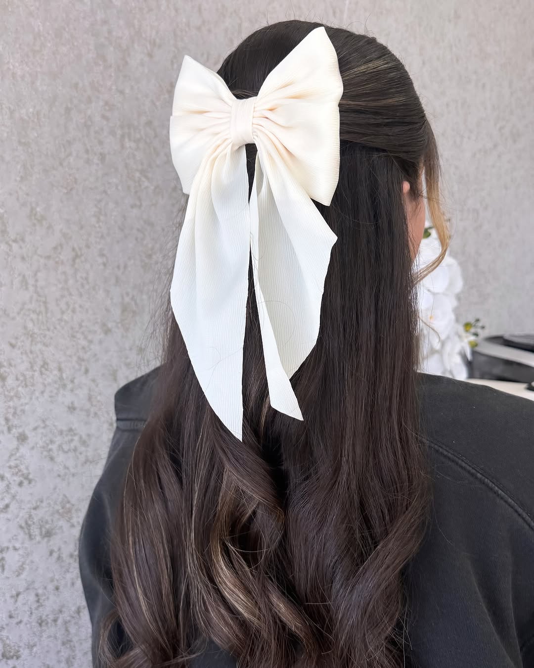 Oversized Satin Bow Half-Up Half-Down