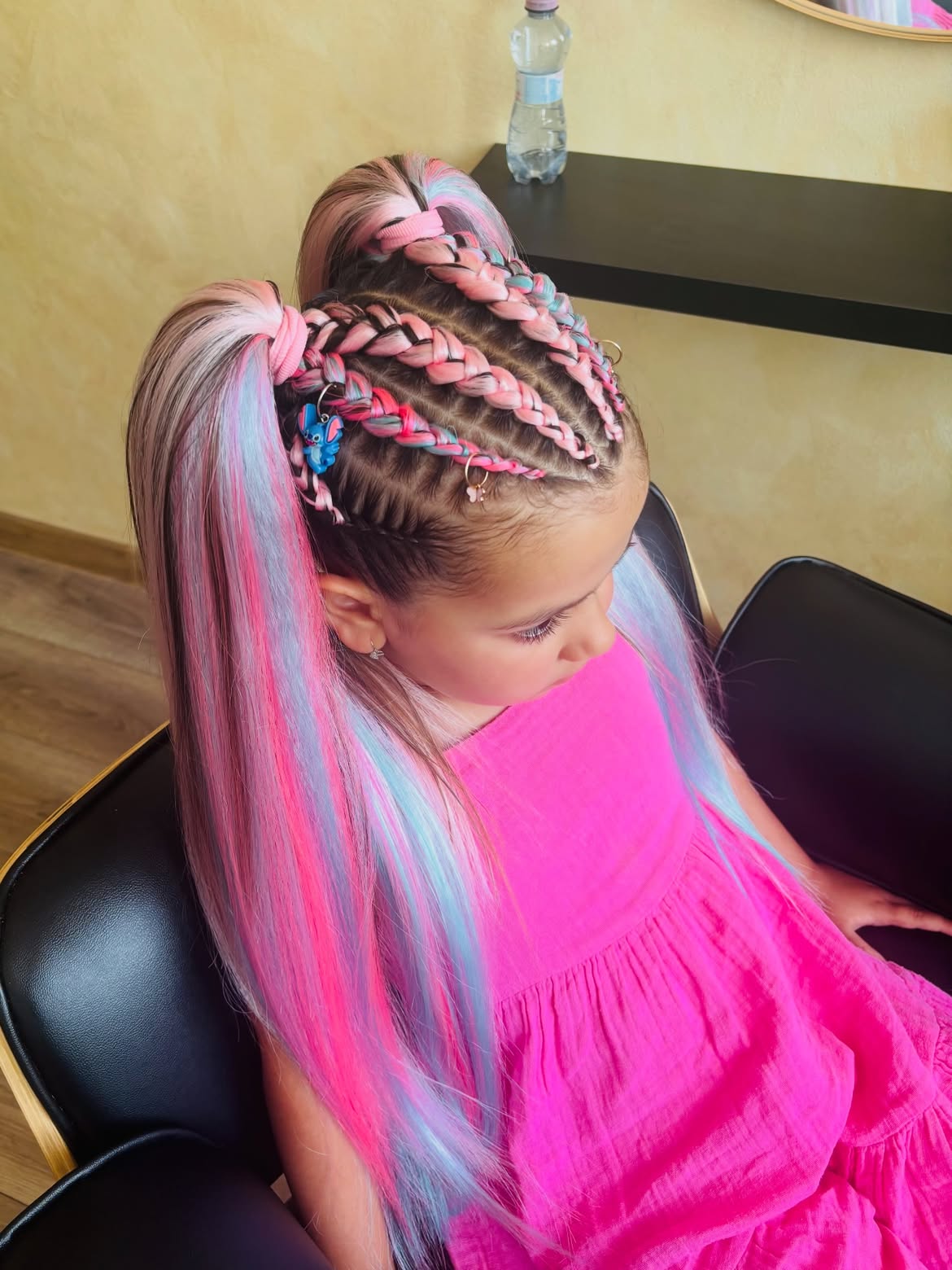 Pastel Dutch Braided High Pigtails With Charms