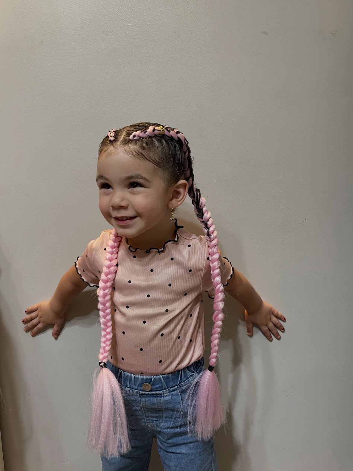 Pastel Pink Dutch Braids With Hair Extensions