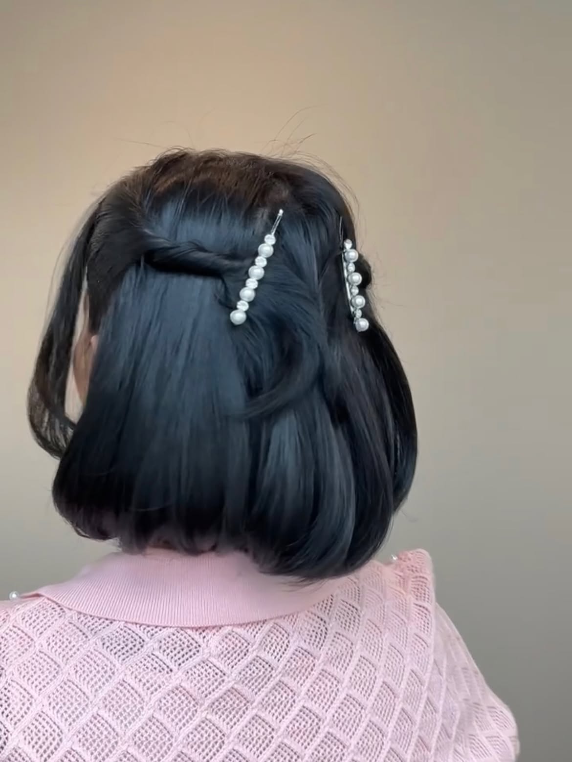 Pearl Accented Braided Bob With Soft Waves