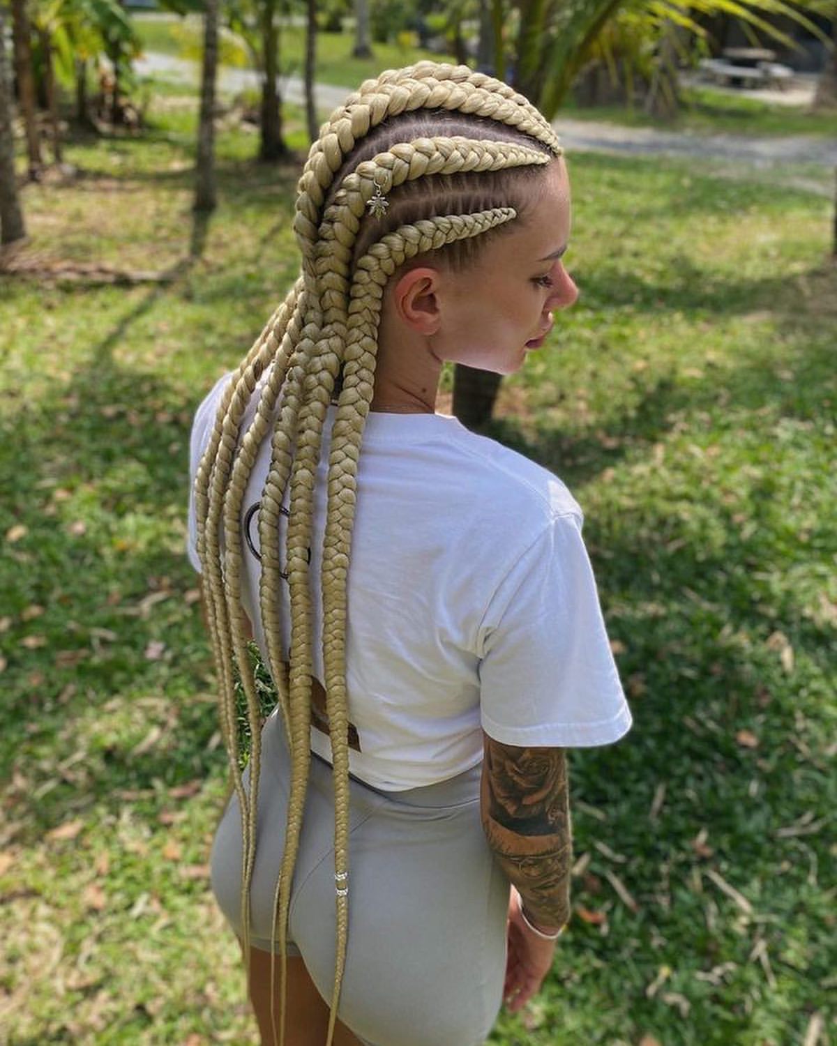 Platinum Blonde Jumbo Box Braids With Charms