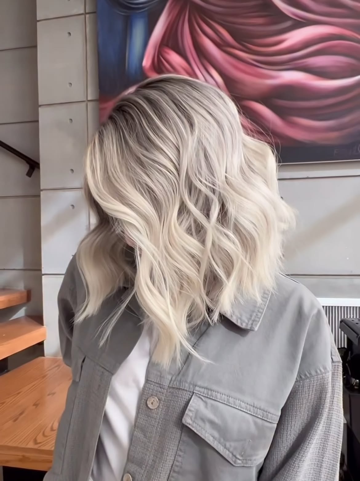 Platinum Blonde Textured Waves With Subtle Ash Tones