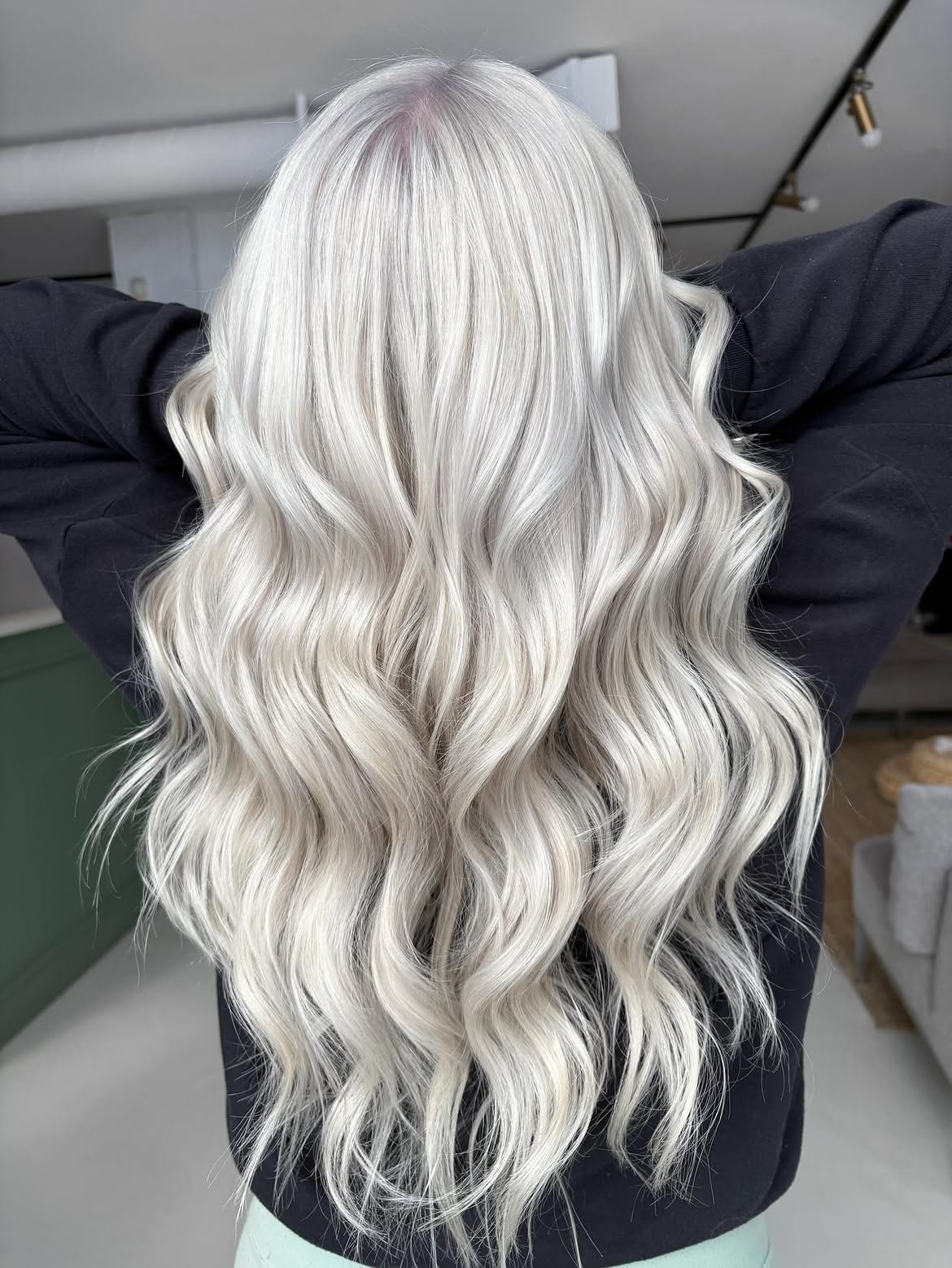 Platinum Blonde Waves With Ashy Undertones