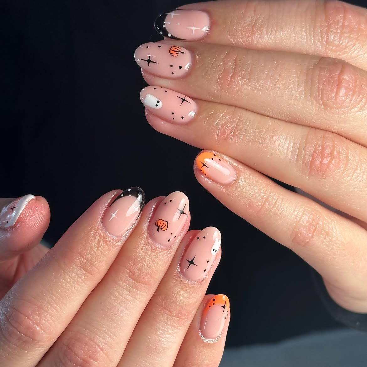 Playful Halloween French Tip Nail Art