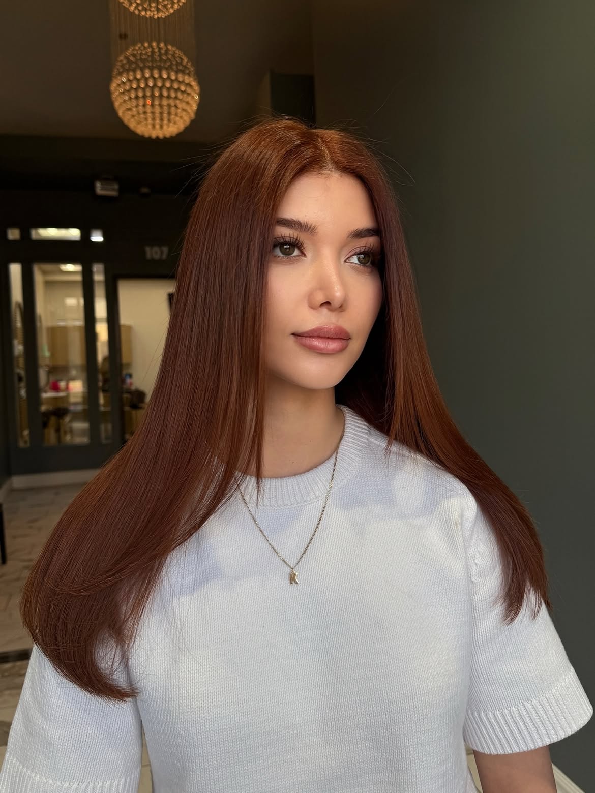 Rich Auburn Glossy Long Hair With Subtle Layers