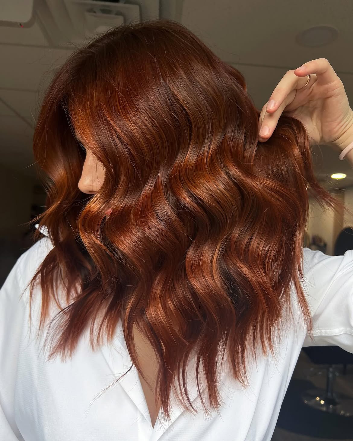 Rich Auburn Waves With Copper Highlights
