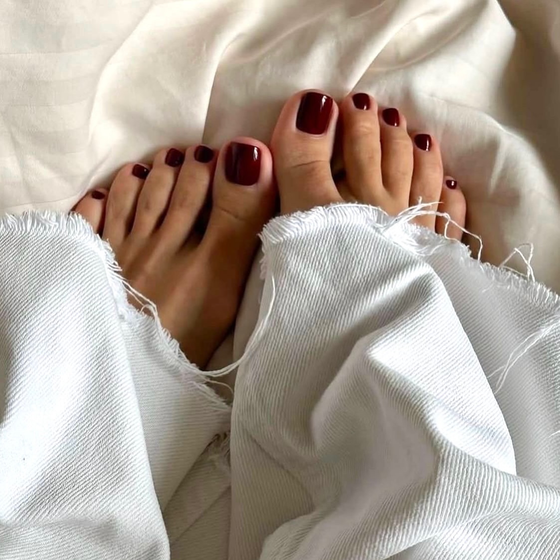 Rich Burgundy Glossy Square Pedicure