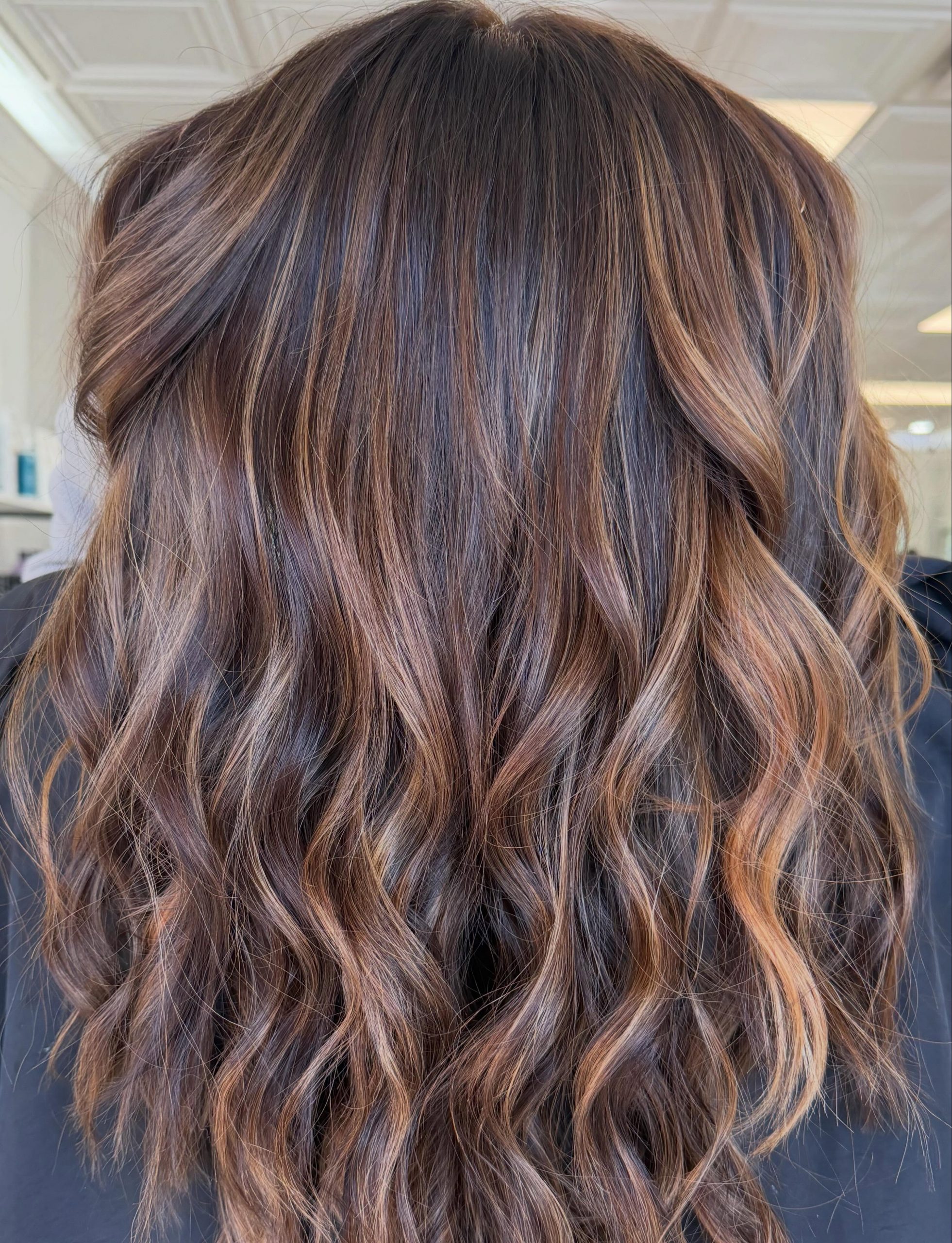 Rich Caramel Balayage On Lived In Brunette Waves